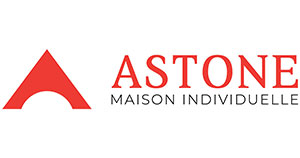 Logo de Astone Maison Individuelle en rouge et blanc